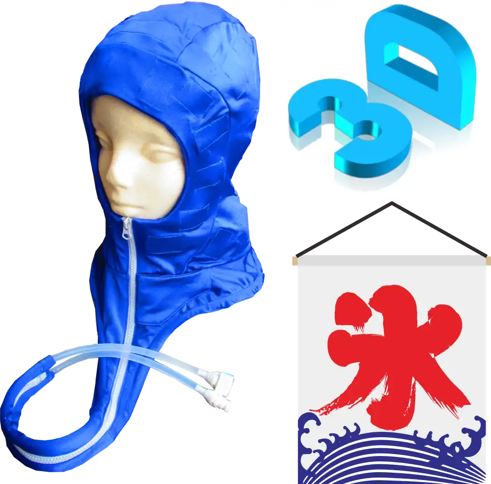 立体面水路を使用した世界初のヘルメットエアコン